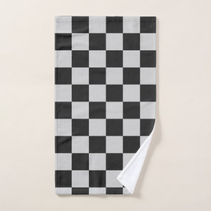 Chequered Black & White Squares or CUSTOM COLOR Hand Towel