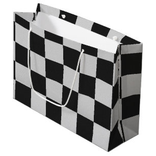 Chequered Black & White Squares or CUSTOM COLOR Large Gift Bag
