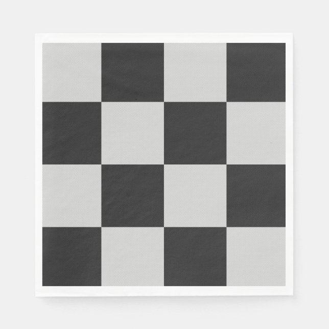 Chequered Black & White Squares or CUSTOM COLOR Napkin (Front)