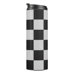 Chequered Black & White Squares or CUSTOM COLOR Thermal Tumbler