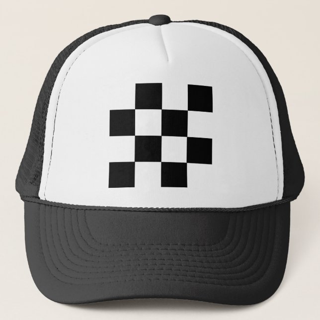 Chequered Black & White Trucker Hat (Front)