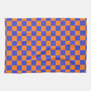 Chequered Blue and Orange Kitchen Towel