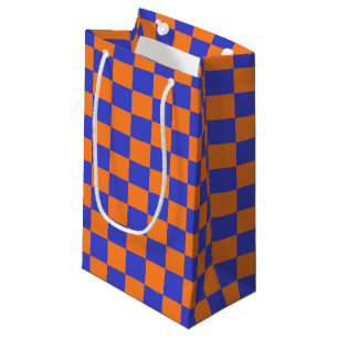 Chequered Blue and Orange Small Gift Bag