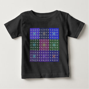 Chequered Blue and Purple Art Print Baby T-Shirt