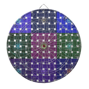 Chequered Blue and Purple Art Print Dartboard