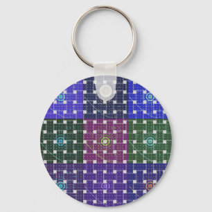 Chequered Blue and Purple Art Print Keychain