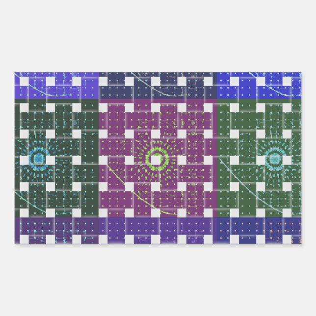 Chequered Blue and Purple Art Print Sticker (Front)