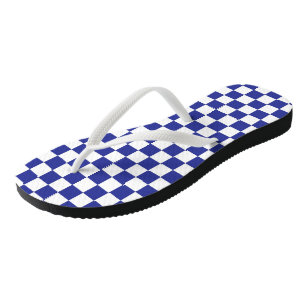 Chequered Blue and White  Flip Flops