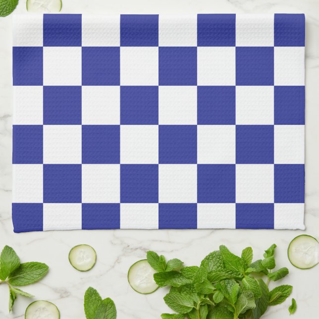Chequered Blue and White  Kitchen Towel (Folded)
