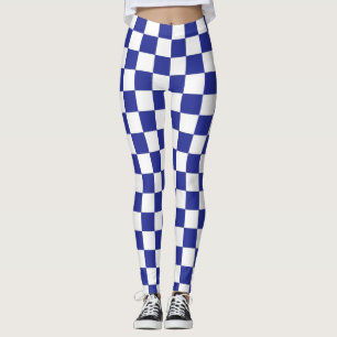 Chequered Blue and White  Leggings