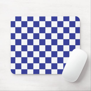 Chequered Blue and White Mouse Pad