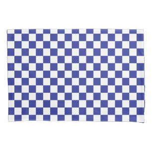 Chequered Blue and White Pillowcase