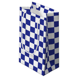 Chequered Blue and White Small Gift Bag