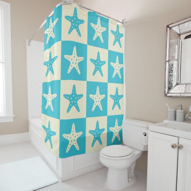 Chequered Blue and White Starfish Pattern  (In Situ)