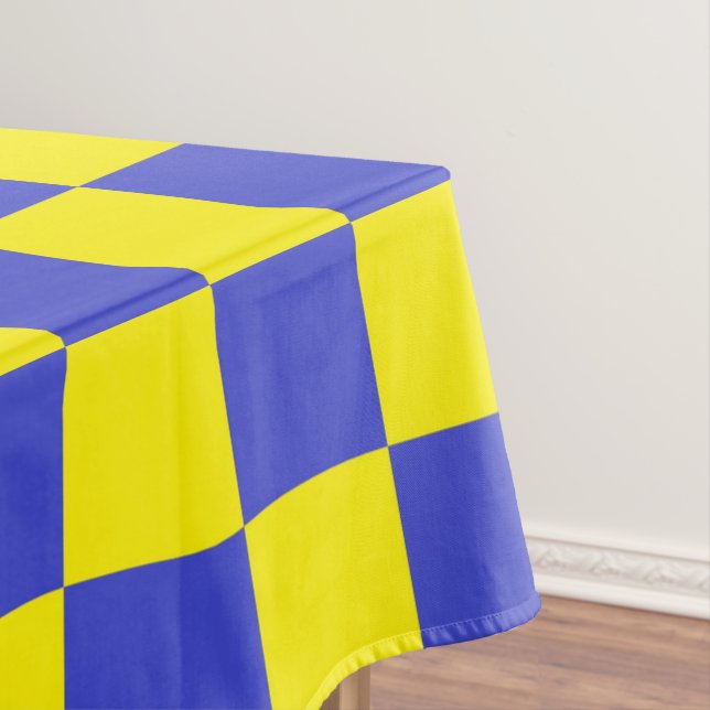 Chequered Blue and Yellow Tablecloth (In Situ)
