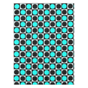 Chequered Blue Black Circles Pattern Design Tablecloth