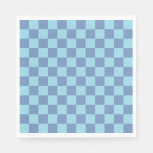 Chequered Blue/Grey and Pastel Blue Napkin