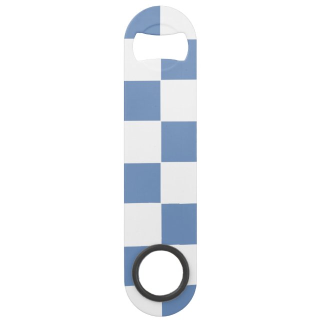 Chequered Blue/Grey and White Bar Key (Front)