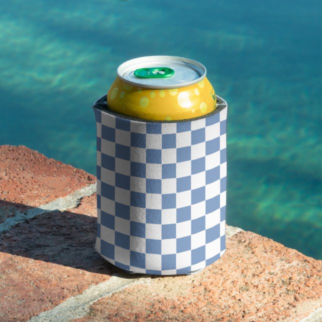Chequered Blue/Grey and White Can Cooler (In Situ Pool)