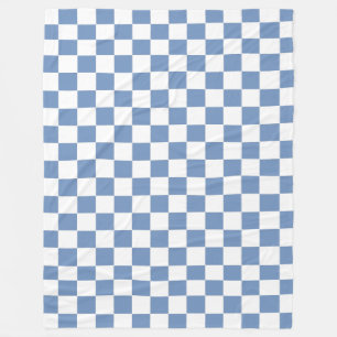 Chequered Blue/Grey and White Fleece Blanket