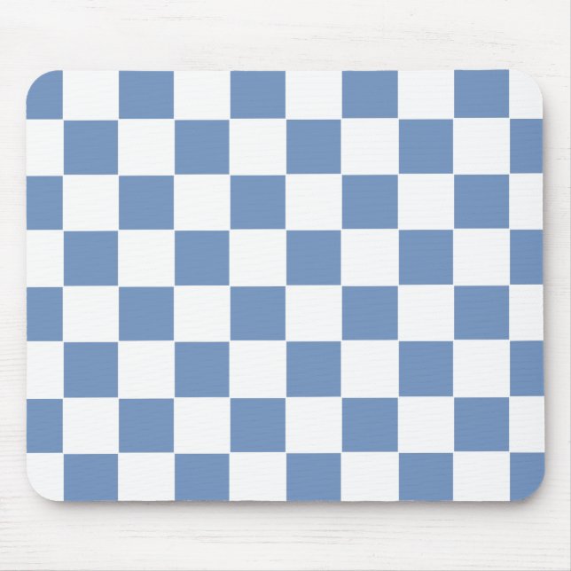 Chequered Blue/Grey and White Mouse Pad (Front)