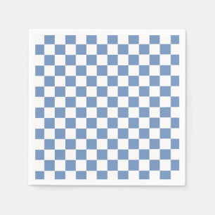 Chequered Blue/Grey and White Napkin