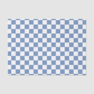 Chequered Blue/Grey and White Tissue Paper