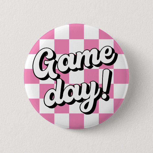 Chequered Board Game Day College Sorority Button (Front)