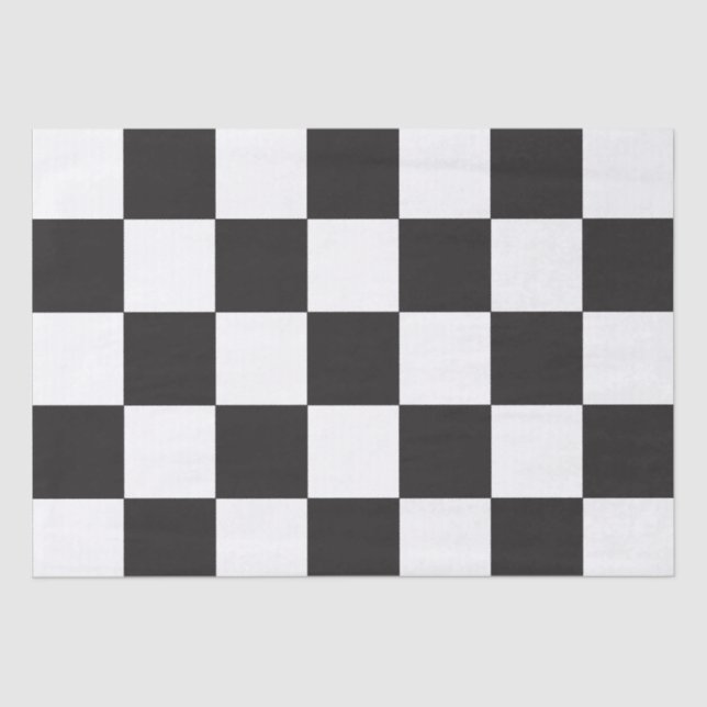Chequered Board Pattern Black and White Classic Tissue Paper (Front)