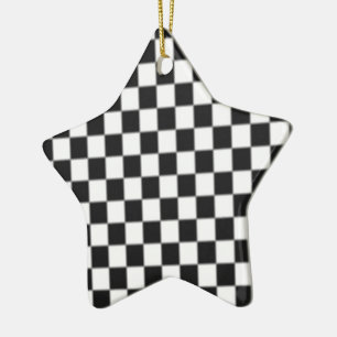 Chequered Board Race Flag Design Ceramic Ornament