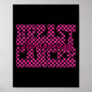 Chequered Breast Cancer In October We Wear Pink Me Poster