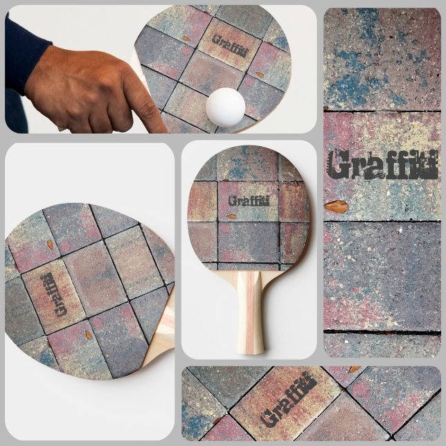 Chequered Brick Urban Grunge Personalized Ping Pong Paddle (Creator Uploaded)