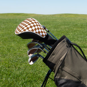 Chequered Brown and White  Golf Head Cover