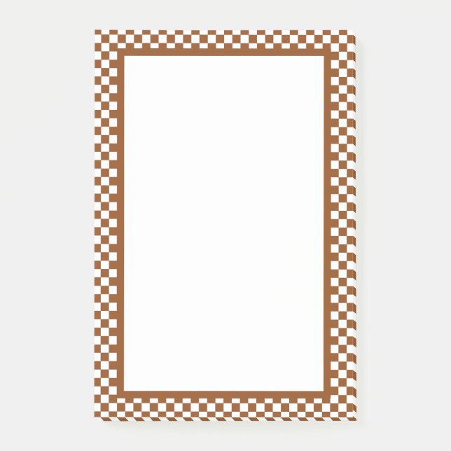 Chequered Brown and White  Post-it Notes (Front)