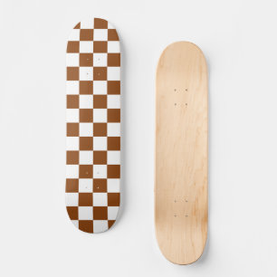 Chequered Brown and White  Skateboard