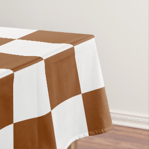 Chequered Brown and White Tablecloth