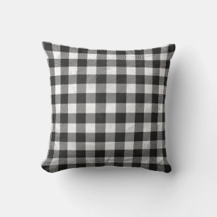 Chequered Buffalo Plaid Black And White Throw Pillow