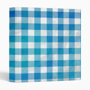 Chequered Buffalo Plaid Blue and White Binder