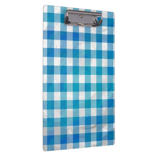 Chequered Buffalo Plaid Blue and White Clipboard (Right)