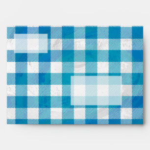 Chequered Buffalo Plaid Blue and White Envelope