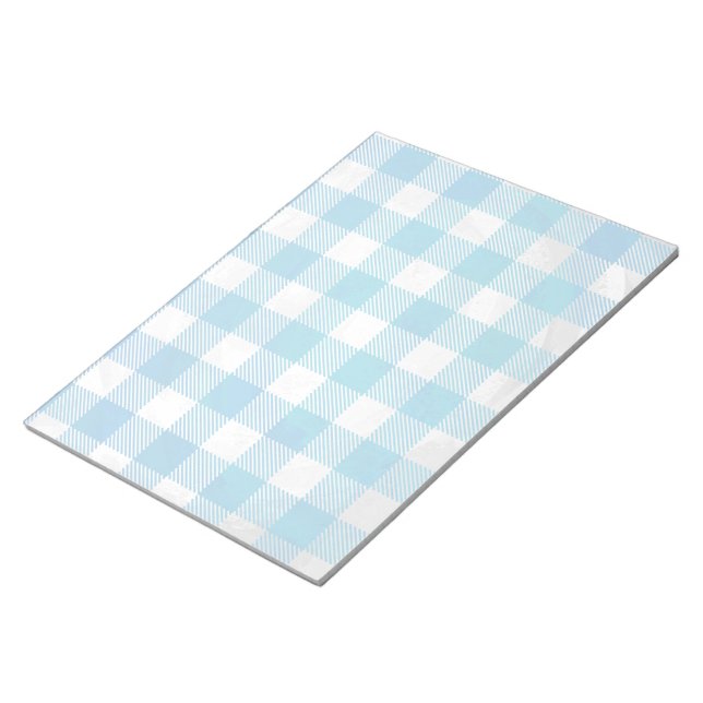 Chequered Buffalo Plaid Blue and White Notepad (Angled)
