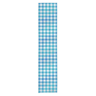 Chequered Buffalo Plaid Blue and White Short Table Runner