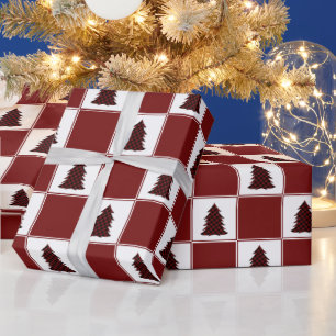 Chequered Buffalo Plaid Christmas Tree Pattern Wrapping Paper