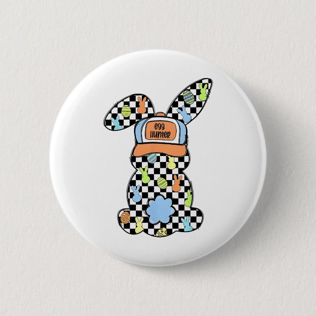 Chequered Bunny Easter Day Coquette Bows Rabbit Ha 2 Inch Round Button (Front)