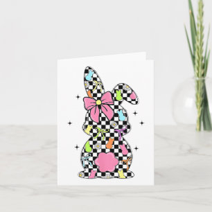 Chequered Bunny Easter Day Coquette Bows Rabbit Ha Card