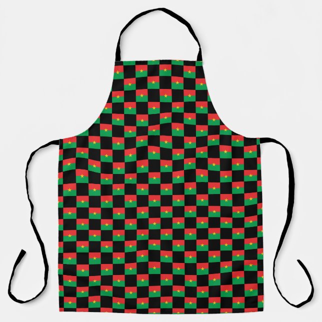 Chequered Burkina Faso Flag Pattern  Apron (Front)