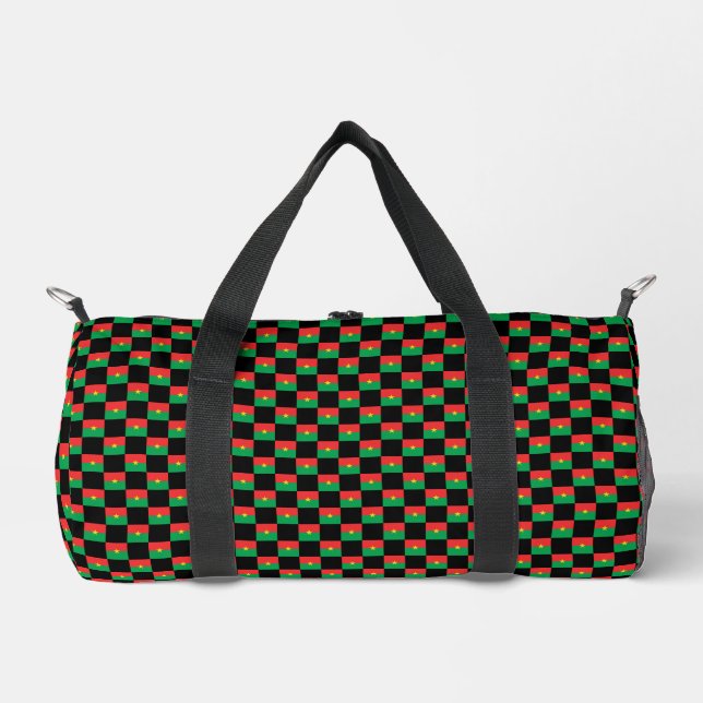 Chequered Burkina Faso Flag Pattern  Duffle Bag (Front)