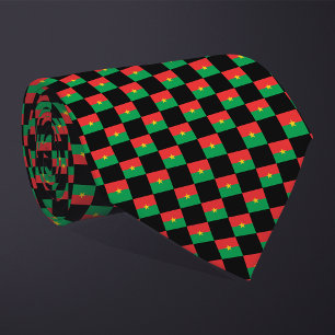 Chequered Burkina Faso Flag Pattern  Tie