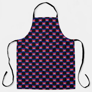 Chequered Cambodia Flag Pattern  Apron