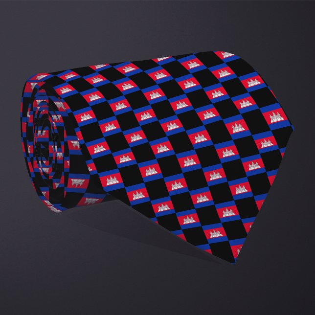 Chequered Cambodia Flag Pattern  Tie (Creator Uploaded)